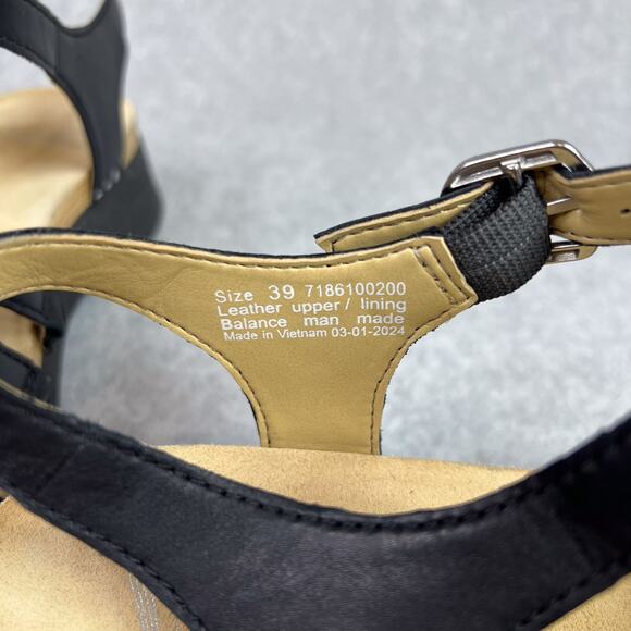 Dansko Black Roxie Leather Strappy Buckle Sandals Size 39 - Picture 8 of 9